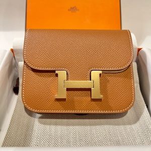 SOLD!! Hermès Constance Slim Wallet in Gold with Gold Hardware
